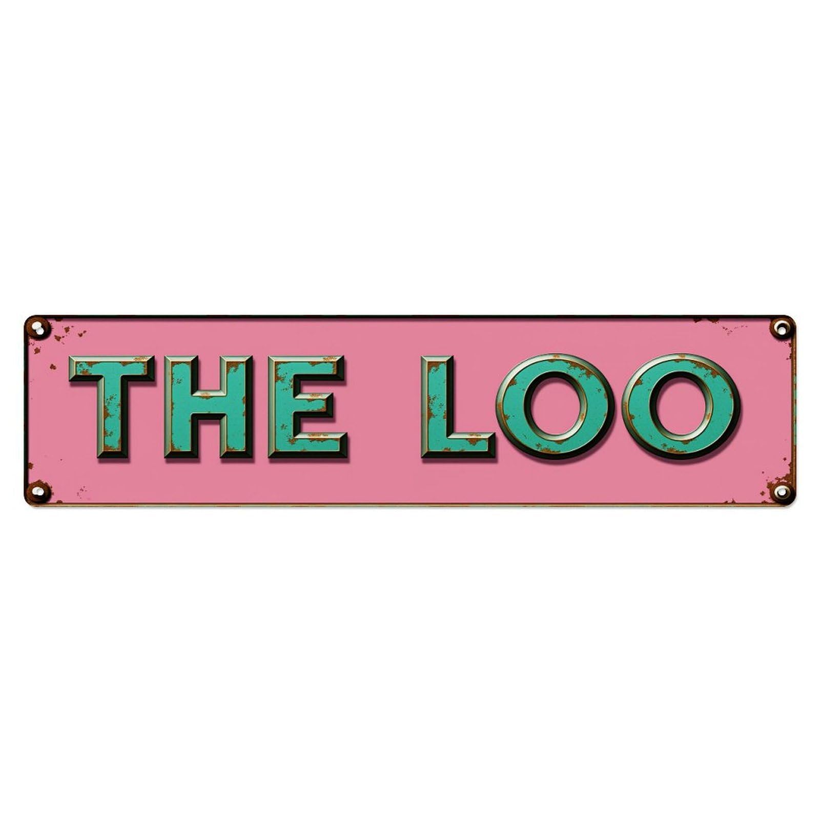 Gentinap Vintage The Loo Sign Pattern Print Tin Sign Metal Sign Home Bar Garden Wall Decor Metal Poster 4X16 Inch
