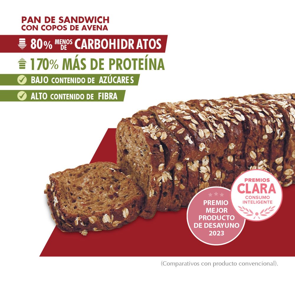 Pan Keto Protein con Avena 4 uds. 365 g – Pan de Molde Alto en Proteínas y Fibra – Bajo en Azúcares y Carbohidratos – Ideal para Tostadas, Sándwich y Dieta Keto – Listo para Consumir – Best Diet
