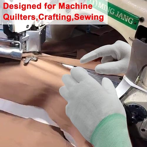 Miniatura 2 de JM-FUHAND Guantes de acolchado para costura de movimiento libre, guantes diseñados para acolchar, manualidades, costura (pequeño, 1 par)