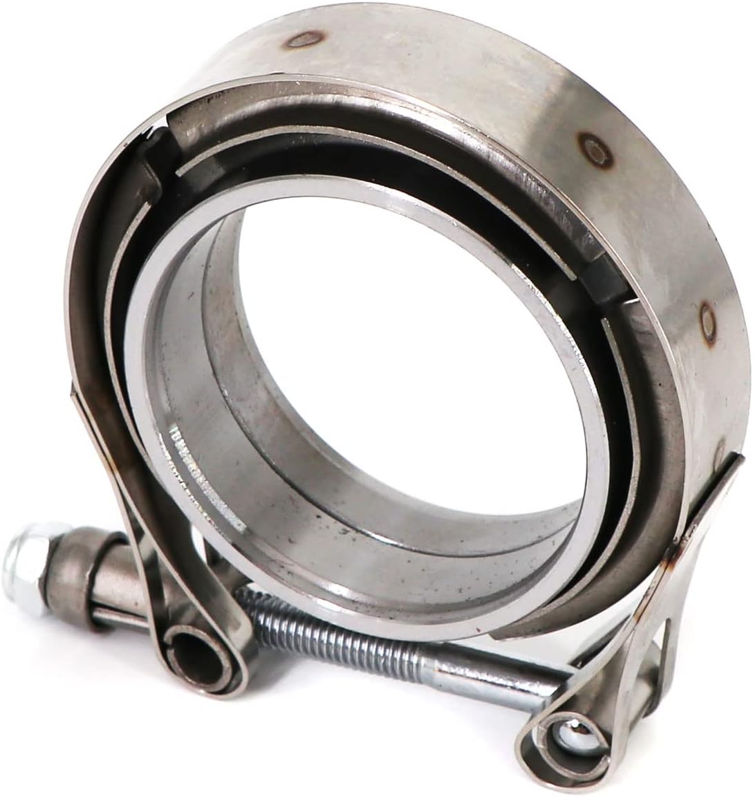 Abrazadera de perno de banda en V de acero inoxidable de 2.5 pulgadas con 2 piezas de bridas macho hembra kit para tubos de escape Turbo