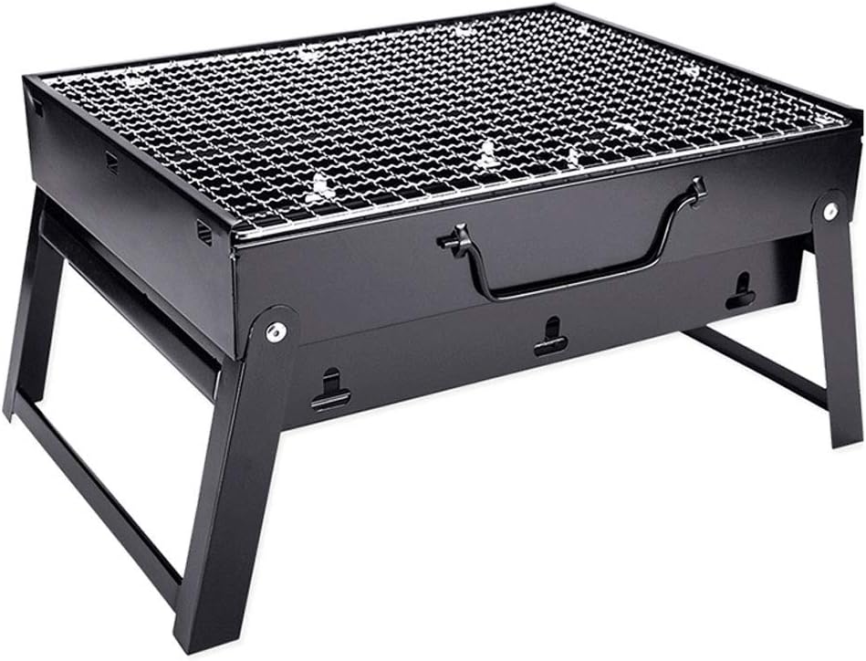 Portable Charcoal Grill - Stainless Steel Folding Grill Tabletop Outdoor Smoker BBQ for Picnic Garden Terrace Camping Travel with Anti-scalding Gloves