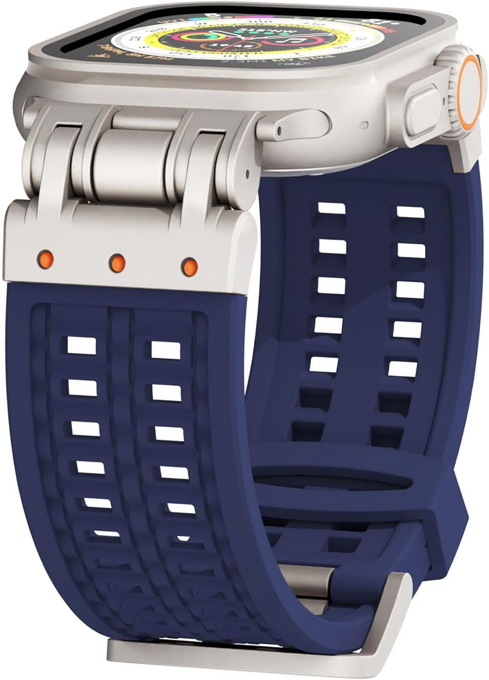 Designed for Apple Watch Ultra 3/2/1 Band 49mm/46mm/45mm/44mm for Men, Silicone Strap with Stainless Steel Buckle for Apple Watch Ultra 3/2/1 Series & SE3/2/1 Series 11 10 9 8 7 6 5 4 3