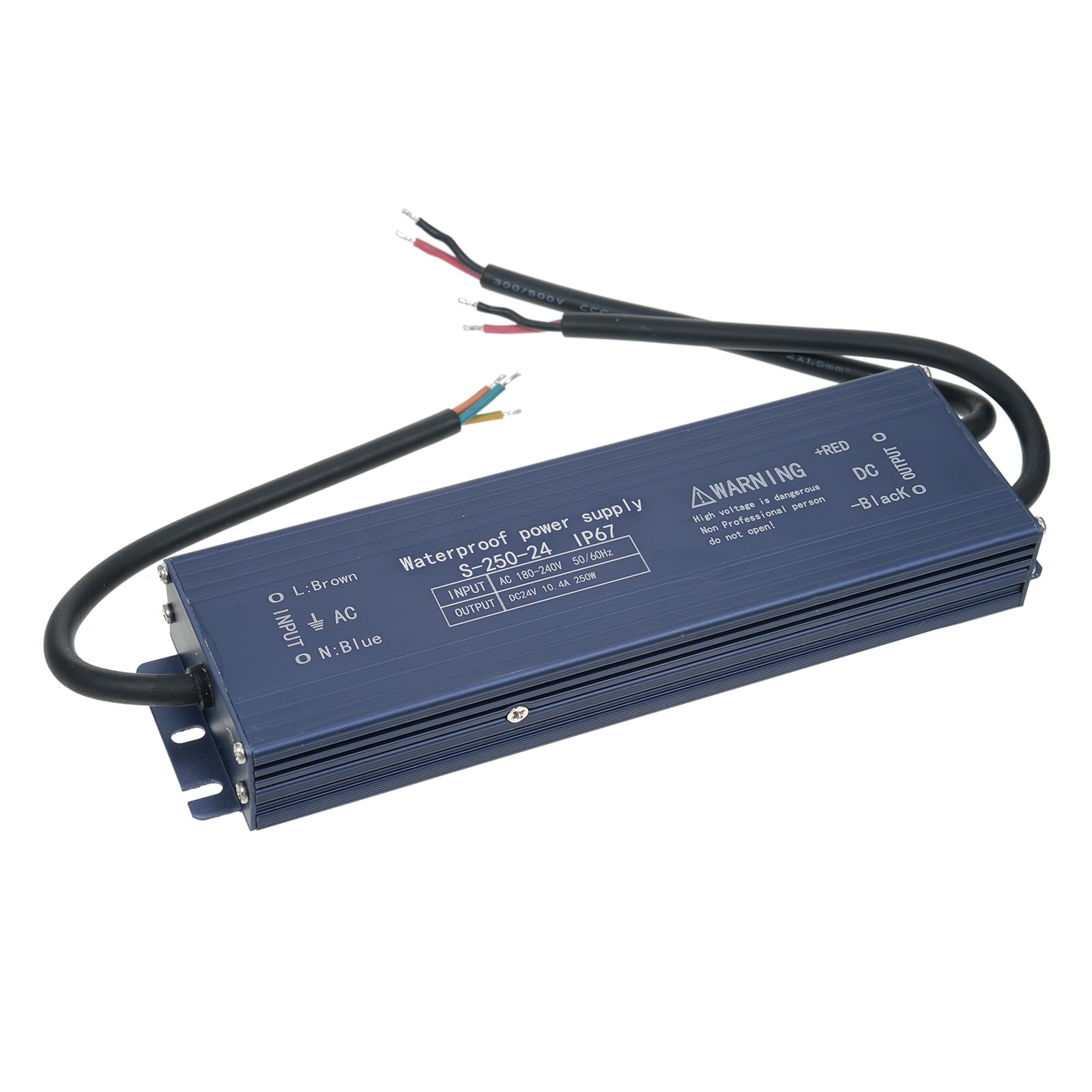 Conductor LED de 120W, Fuente de Alimentación Transformador Voltaje Constante IP67 IP67 para Luz LED, Letrero la Caja Luz Al Aire Libre con Conector para Tiras (250W)