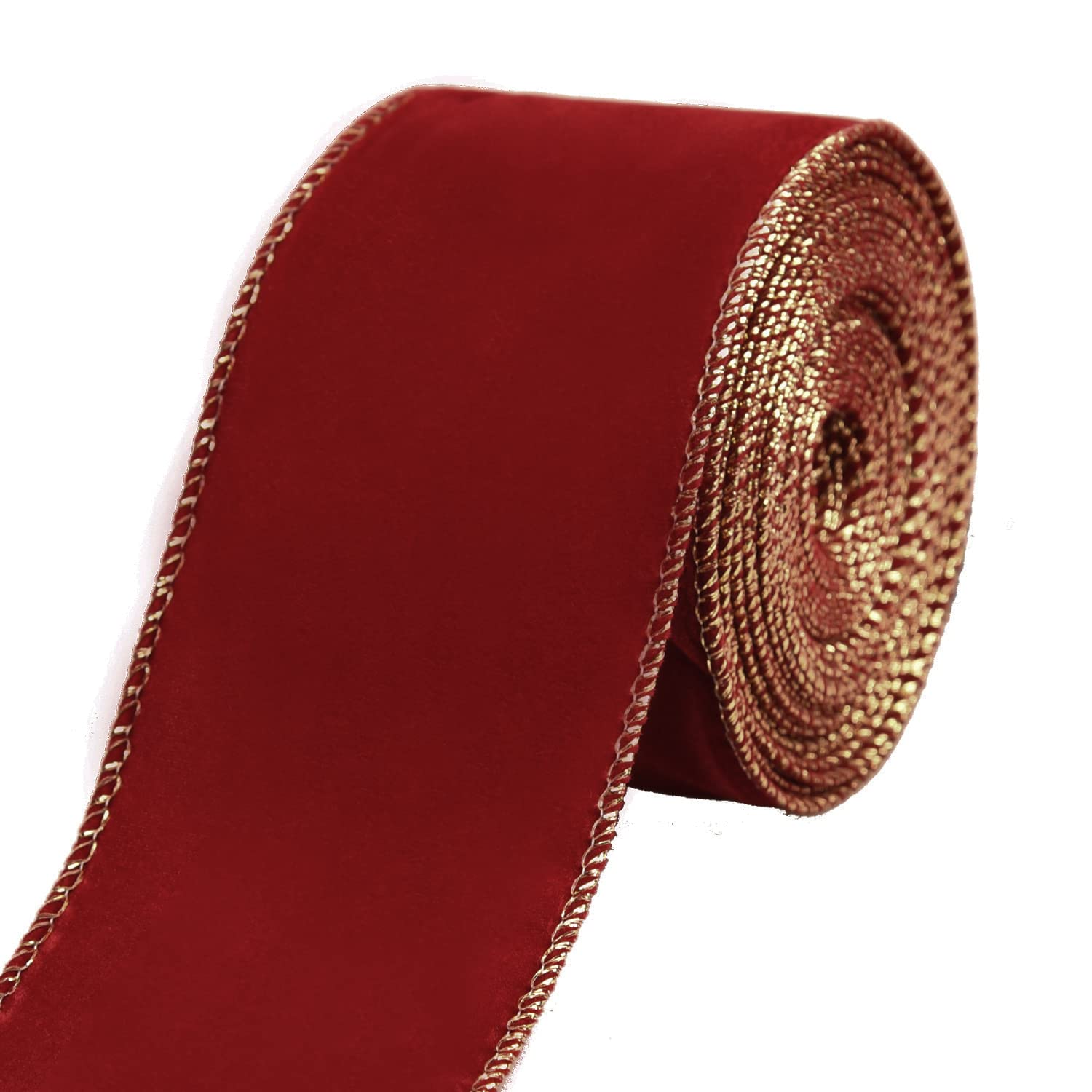 6.3CM x 6M Christmas Wired Edge Velvet Ribbon Burgundy Red Christmas Velvet Fabric Ribbon (Wine Red)
