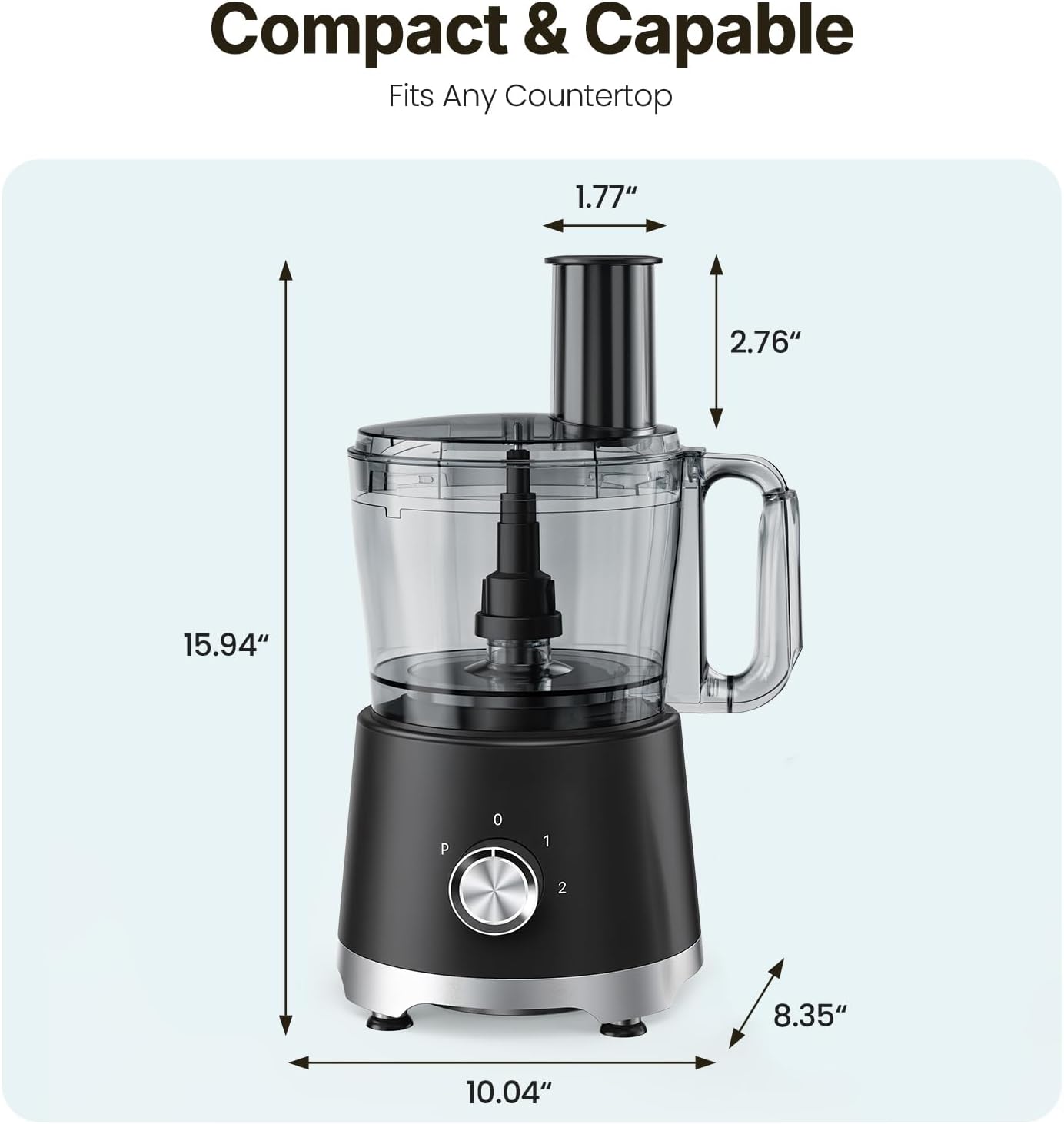 OLIXIS Food Processor 10.5 Cup, Vegetable Choppers with Slicing Shredding Chopping Kneading, Dishwasher Safe, Food Grinder, Stainless Steel Blades, for Smoothie Fruit Dough, 2.6QT, Black