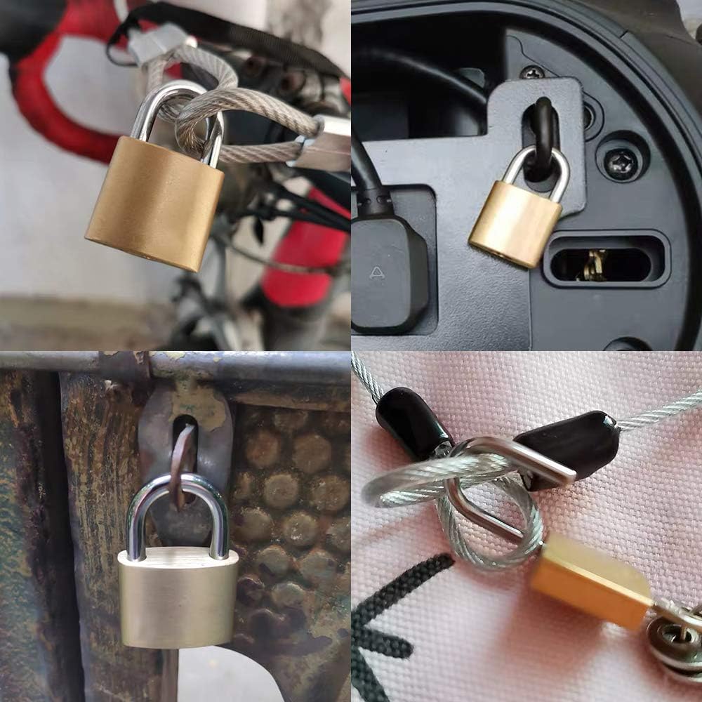 CINCINNO Set of 6 Solid Brass Locks Keyed Alike,1-9/16 inch (40mm) Wide Lock Body, ¼” Shackle Diameter Locks with Same Key - - 