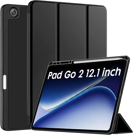 Robustrion Cover for OnePlus Pad Go 2 12.1 inch Cover Case with Pencil Holder, Trifold Cover Case for OnePlus Pad Go 2 Tablet Cover [Auto Sleep Wake Support] - Black