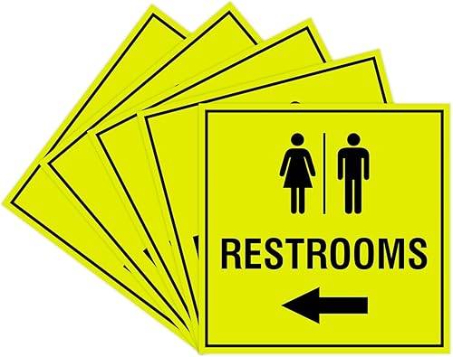 Miniatura 25 de Signs ByLITA Letrero cuadrado de flecha izquierda para baños con cinta adhesiva (plata cepillada) – grande (paquete de 1) Brushed Silver,Azul,Marrón