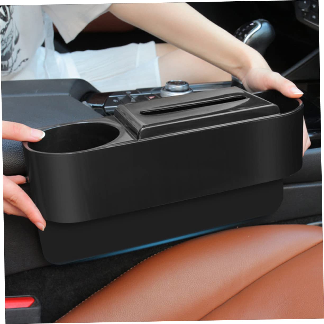Gatuida 2 Piezas de Organizador de Ranuras para Asientos de Coche, Relleno de Espacio Portavasos, Abs Resistente a Impactos, Negro