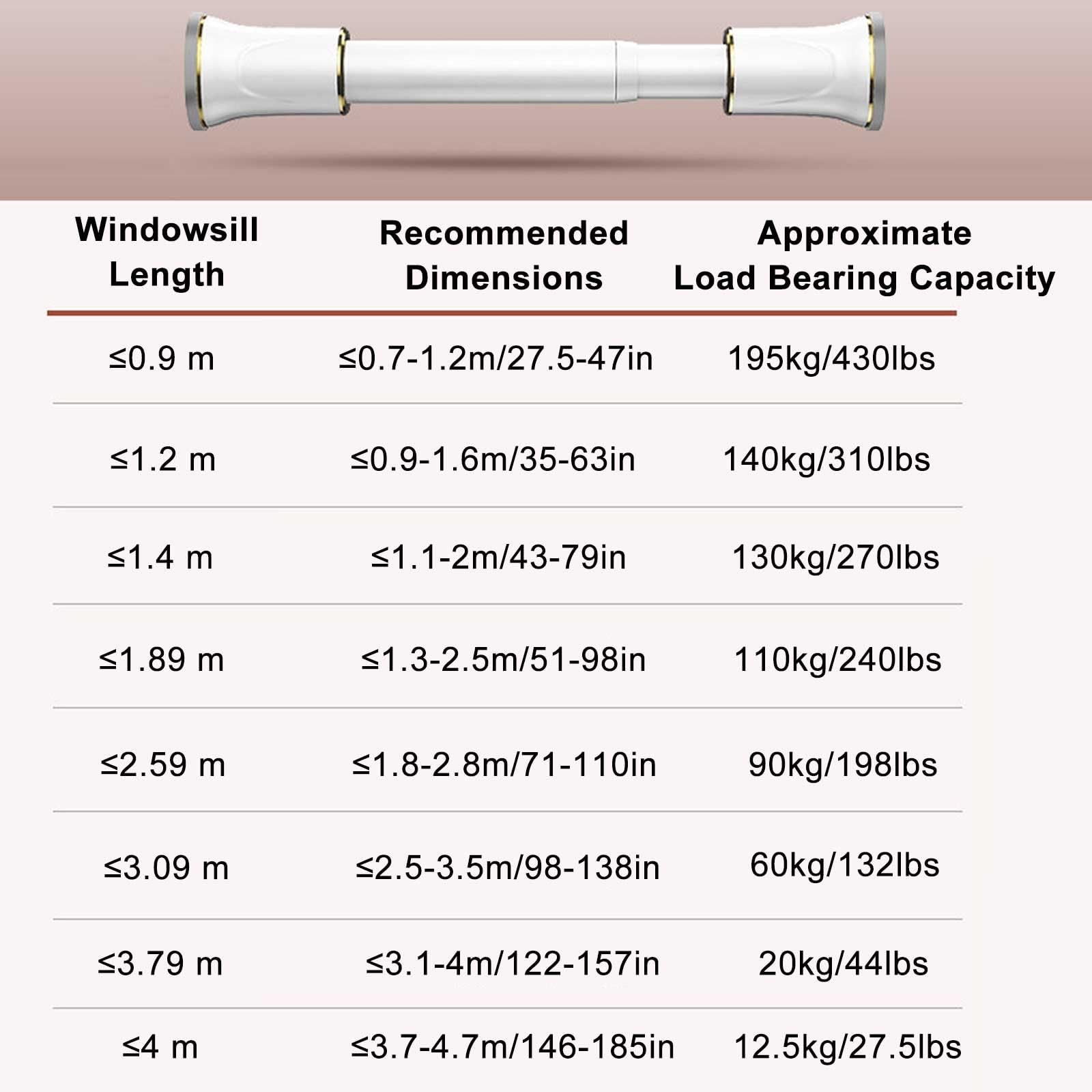 Tringle Rideau Sans Percage Extensible, Tringle de Douche Réglable de 0,7 à 4,7 M, Antirouille pour Salle de Bain, Placard, Fenêtre, Séparation de Pièce(Gray,0.9-1.6m/35-63in)
