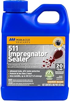 Miracle Sealants 511 Impregnator Advanced Penetrating Sealer for Countertops, Stone, Tile & Grout, Pint