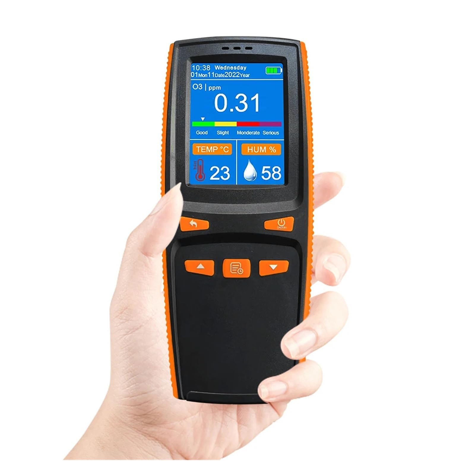 DM509 przenośny detektor gazu O3, miernik temperatury/wilgotności/daty/godziny z wyświetlaczem LCD do pracy i domu Szybkie monitorowanie