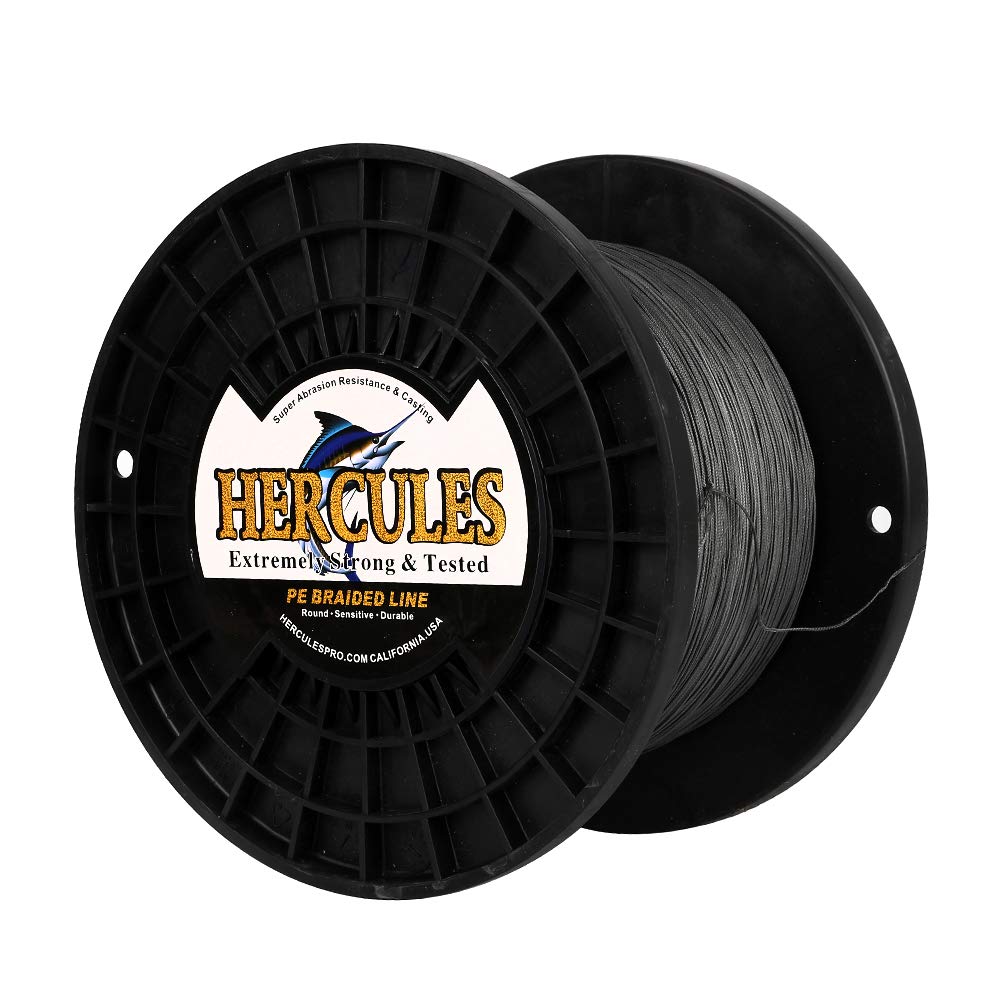 Hercules Braided Fishing Line 1500m 1640yds 10lbs-200lbs Pe Superline 8 Strands (Grey 200lb/90.7kg 0.75mm)
