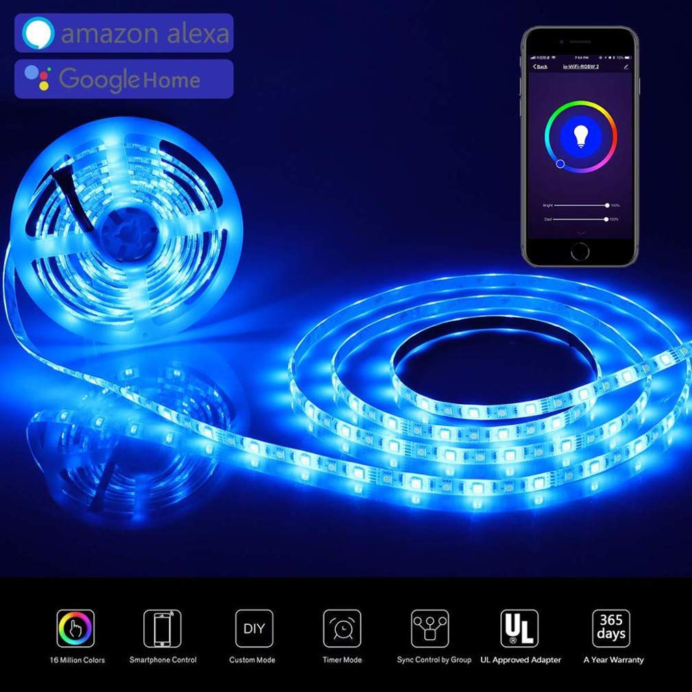 Tira Led RGB 5M, Luces Led Smart 5050 Control App Habitacion con Controlador WiFi Sincronizar Música 24 Teclas Control Remoto RF Luz De Ambiente para El Hogar Dormitorio Habitación TV Fiesta,20M
