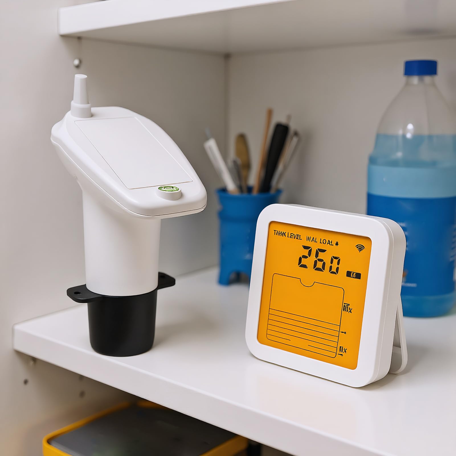 Sensor De Nivel para Tanque De Agua - Medidor Ultrasónico de Líquidos,Medidor Multifunción con Pantalla Digital para Depósitos y Hogar