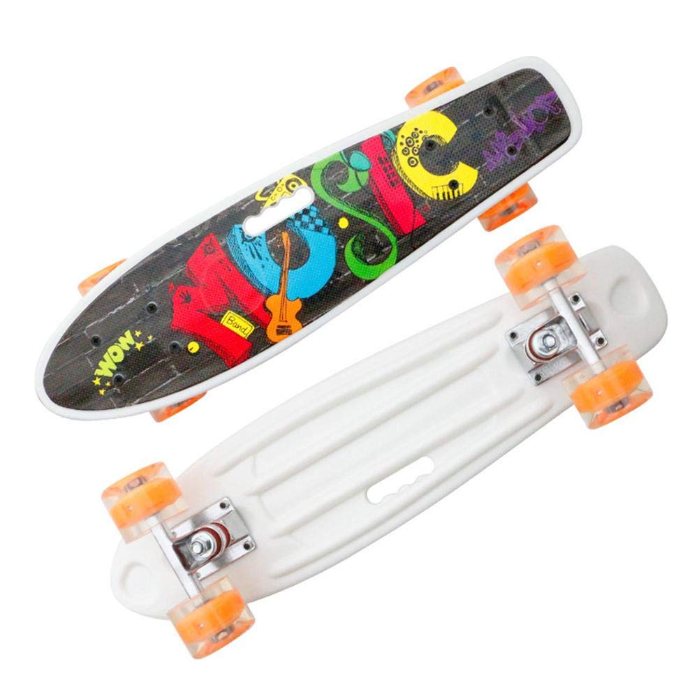 22Inch Skate Boards Cruiser Mini Board Skateboard Portable with LED Light up Shock Absorption Wheels for Kids Teens Adults