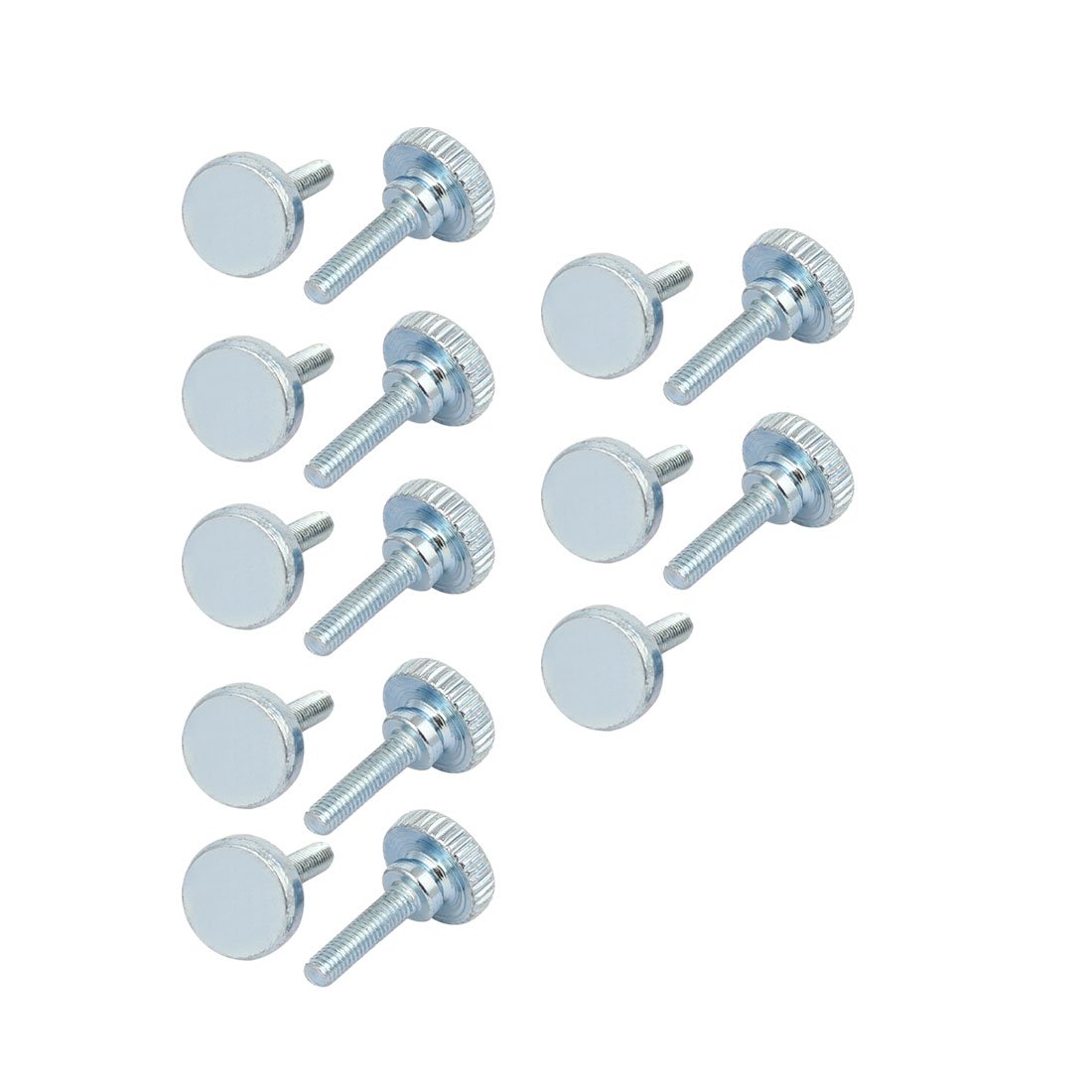 sourcingmap M3x12mm Flat Knurled Head Fully Threaded Thumb Screws Bolts Fastener 15pcs, Silver Blue