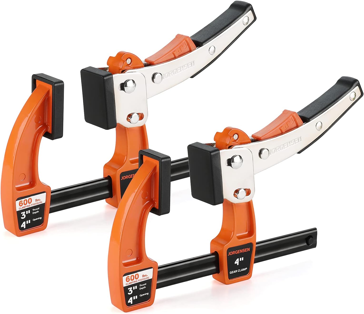 โ JORGENSEN 10.2 cm Bar Clamp Set, Bar Clamp for Woodworking, Quick Release Gear Clamp with 272 kg Load Limit - 2 Pack