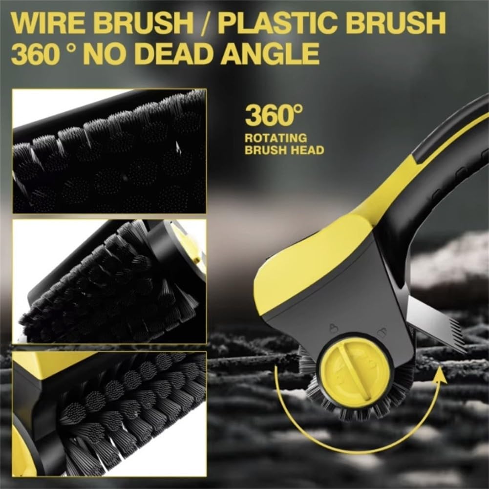 Pulitore elettrico per barbecue ricaricabile per pulizia esterna per piastrelle in pietra - Spazzola resistente con ricarica USB, 25 x 14 cm, giallo