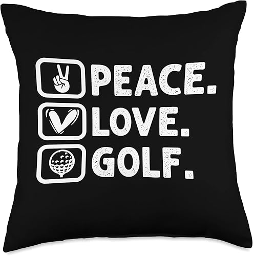 Peace. Love. Golf. Gift for Golfers Throw Pillow, 18x18, Multicolor