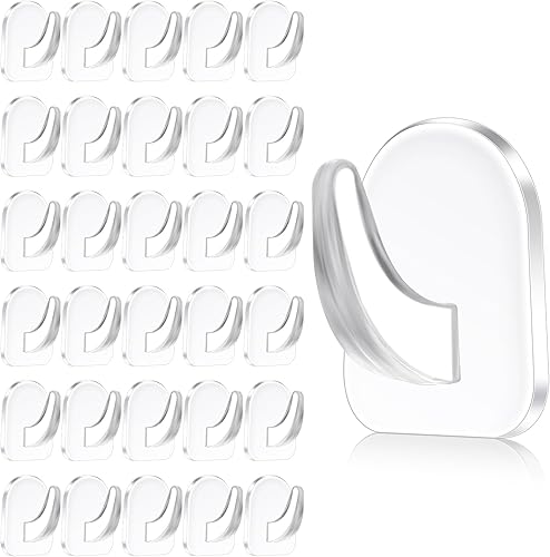 30 ganchos de pared adhesivos transparentes para colgar, ganchos extraíbles resistentes, ganchos adhesivos de plástico pequeños acrílicos, ganchos