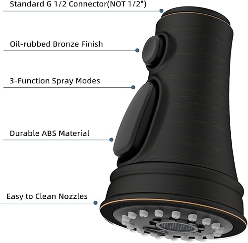 Miniatura 4 de iFealClear Cabezal rociador extraíble con 3 modos para grifo de cocina, boquilla rociadora de grifo de fregadero de cocina, reemplazo de cabezal de