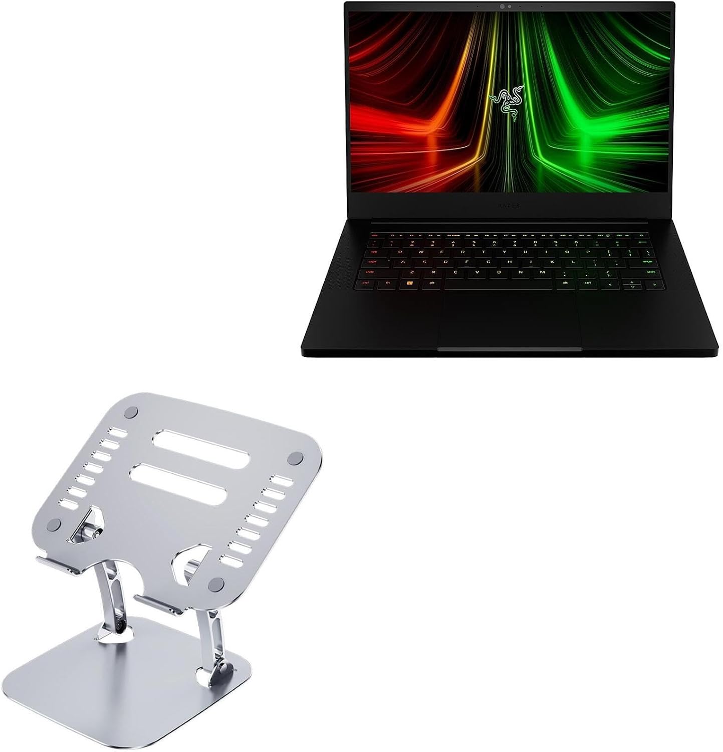 BoxWave Stand and Mount Compatible with Razer Blade 14 RTX 3080 Ti - Executive VersaView Laptop Stand, Ergonomic Adjustable Viewing Angle Metallic Riser - Metallic Silver