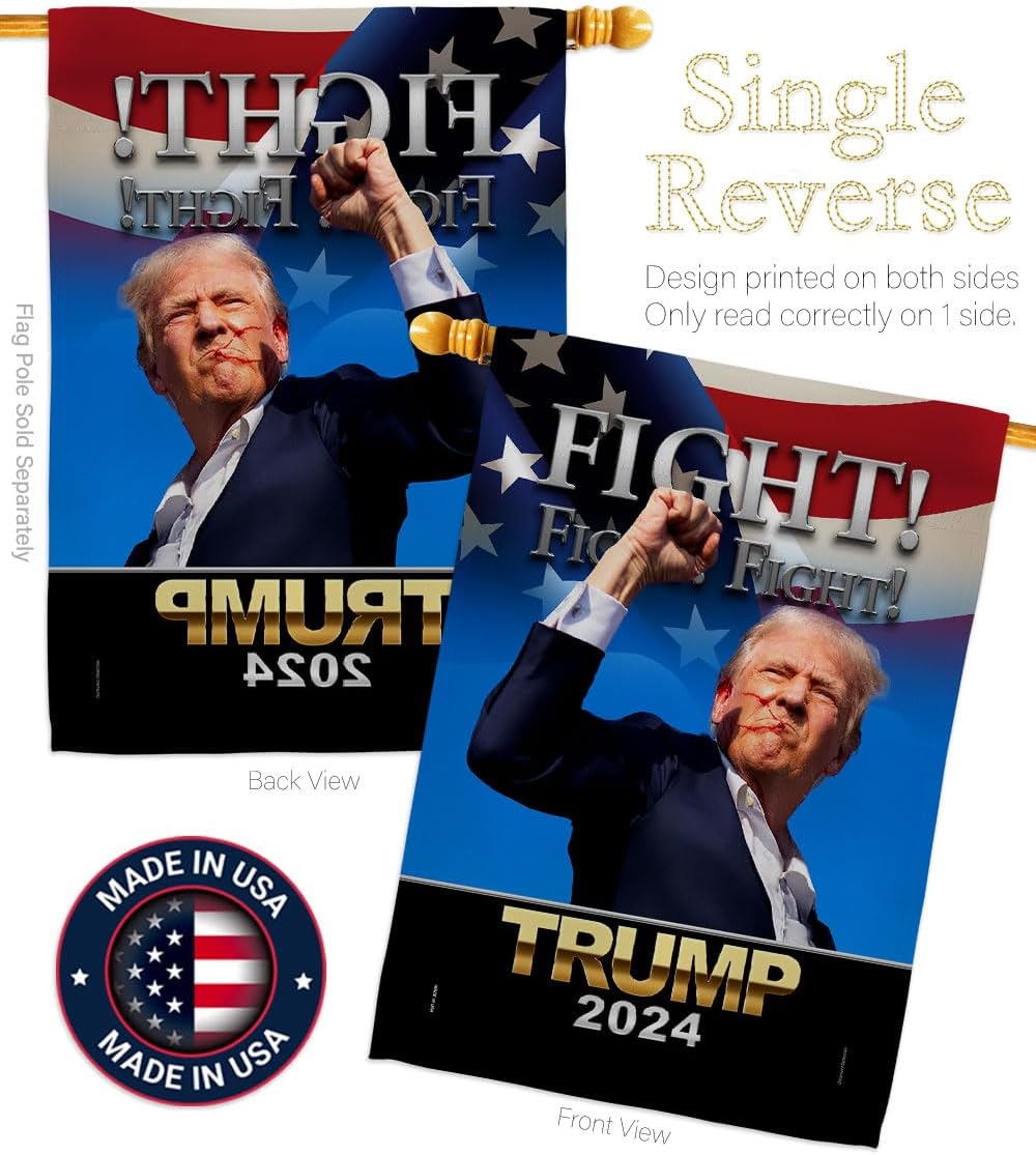 Fight for Trump Flag Wall Decor for Home Room Tapestry MAGA Garden Poster Rally Shooting 2024 Patio Banner Yard Sign Outdoor House Patriotic Decorations Republican Gift Made in USA