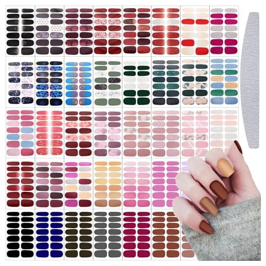Maitys 560 Pieces Jamberry Nail Wraps Real Nail Polish Stickers Nail Wrap Nail Polish Strips Decals DIY Glitter Nail Adhesive Full Wraps Art Set with Nail File for Women Girls (Bright Style)