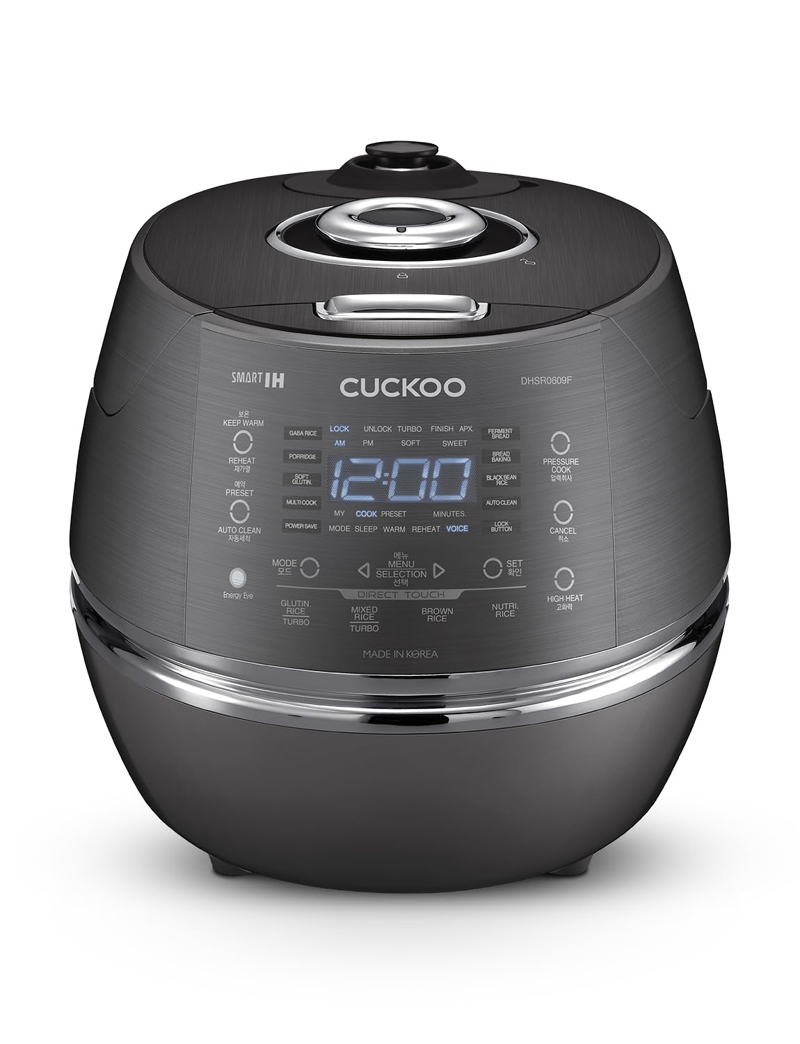 CUCKOO CRP-DHSR0609FD 6-Cup (Uncooked) / 12-Cup (Cooked) Induction Heating Pressure Rice Cooker with Nonstick Inner Pot, 21 Menu Modes, Fuzzy Logic Tech, 3 Voice Guide, Auto Clean (Dark Grey)