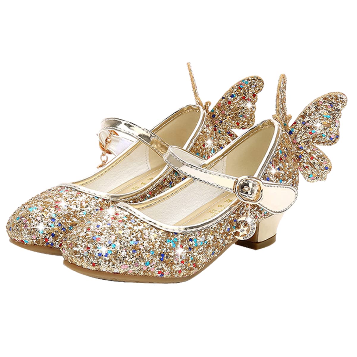 Girls Princess Shoes Sequins Sweet Bows High Heels Wedding Party Dress Shoes Dance Bright Diamond Cosplay Christmas Festival Shoes Pink Blue Purple Gold Silver — view 17