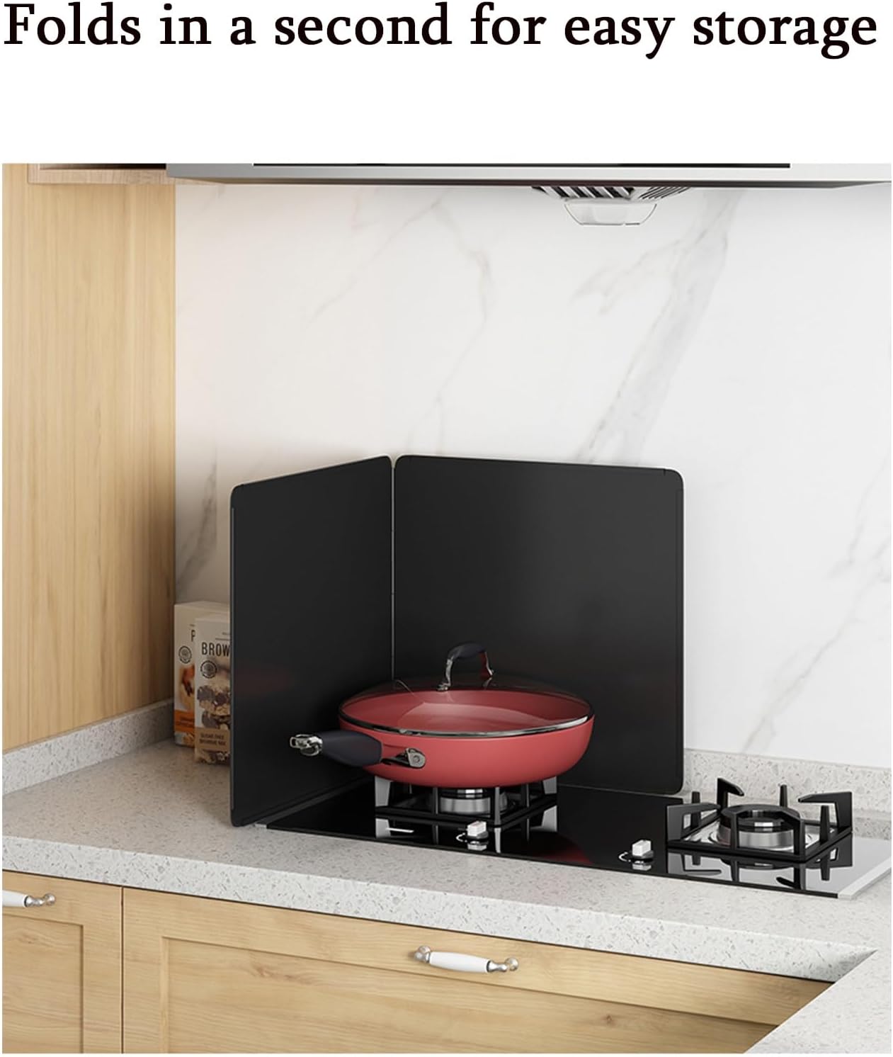 Foldable Stainless Steel Grease Splatter Guard for Frying Pan - 3-Sided Oil Splash Guard, Anti-Splatter Sheet to Protect Kitchen & Stove from Grease Mess