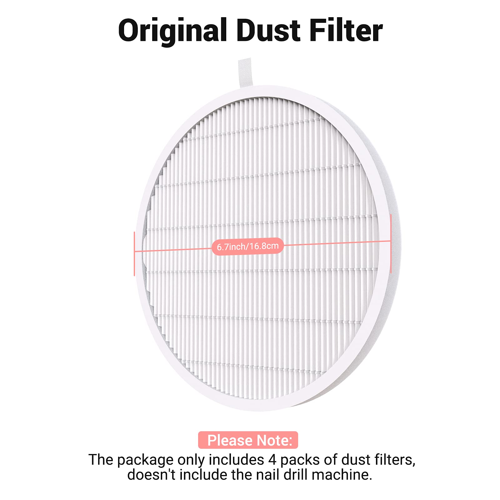 MelodySusie Professional Classic with Powerful Suction, SPro 4000RPM Nail Vacuum Fan with 2 Suction Modes & Reusable Filter Essential Tool for Nai Tech &Salon Use,White: 4Pcs Filters