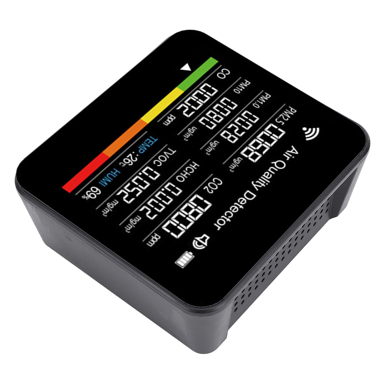 Generic Rilevatore di qualità Dell'aria Intelligente WiFi Portatile per APP, Misuratore di umidità della Temperatura HCHO PM2.5 VOC 14 in 1 per Viaggi in Ufficio a Casa