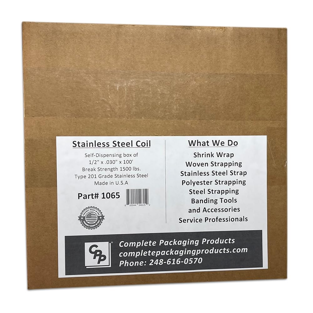 Stainless Steel Strapping Type 201, 1/2 inch x 0.030 inch x 100 feet, Weather Resistant