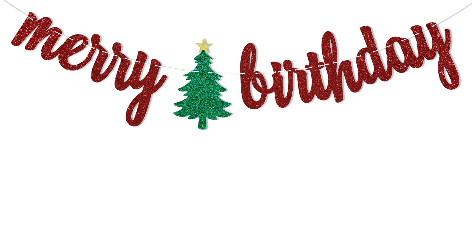 Be Merry Weihnachts-Banner – 2 Meter, Schwarzer Glitzer, Für Winter-Deko & Feiern