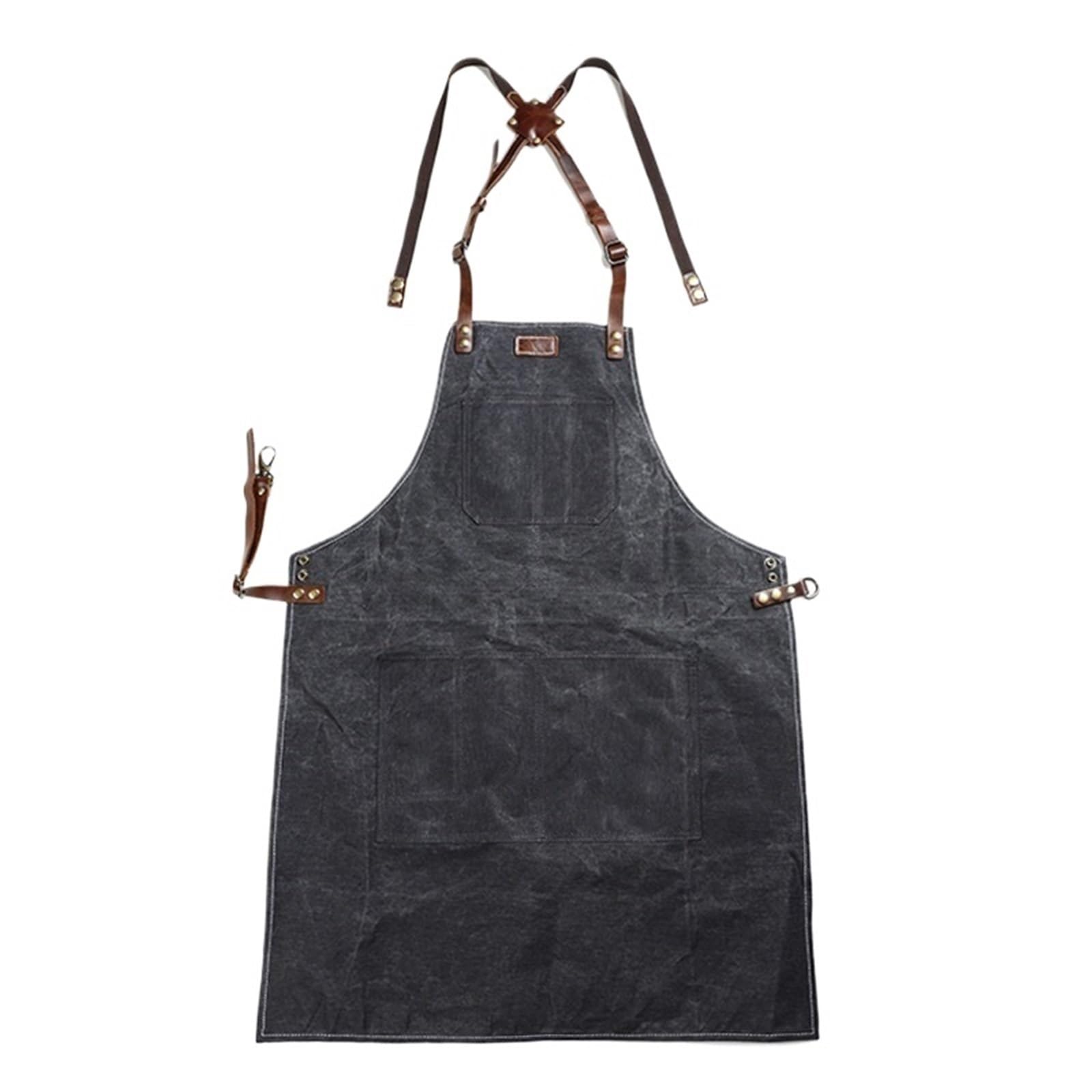 Delantal de herramientas lona cera al óleo con delantal cuero Delantales jardinería Herramientas Barbacoa Barbero Carpintero Pintor Ropa reparador para Soldadura, Herrero