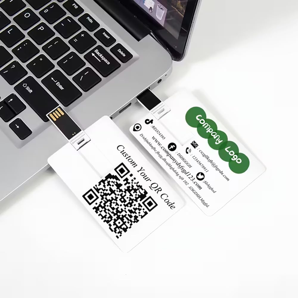 Custom Credit Card USB 2.0 Flash Drive 512MB, 10Pcs Personalized High-Speed Memory Sticks with Printed Logo/Text, Bulk Promotional Thumb Drives for Company AD/Education/Wedding/Corporate Events