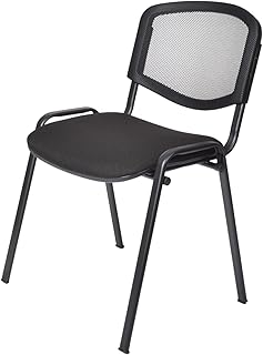 Topsit Wartezimmerstuhl, stapelbarer Besucherstuhl mit weich gepolsterter Sitzfläche und Rückenlehne aus Netz, Metallgestell Bürostuhl, Konferenzstuhl für Rezeption Pausen Raum (Schwarz)