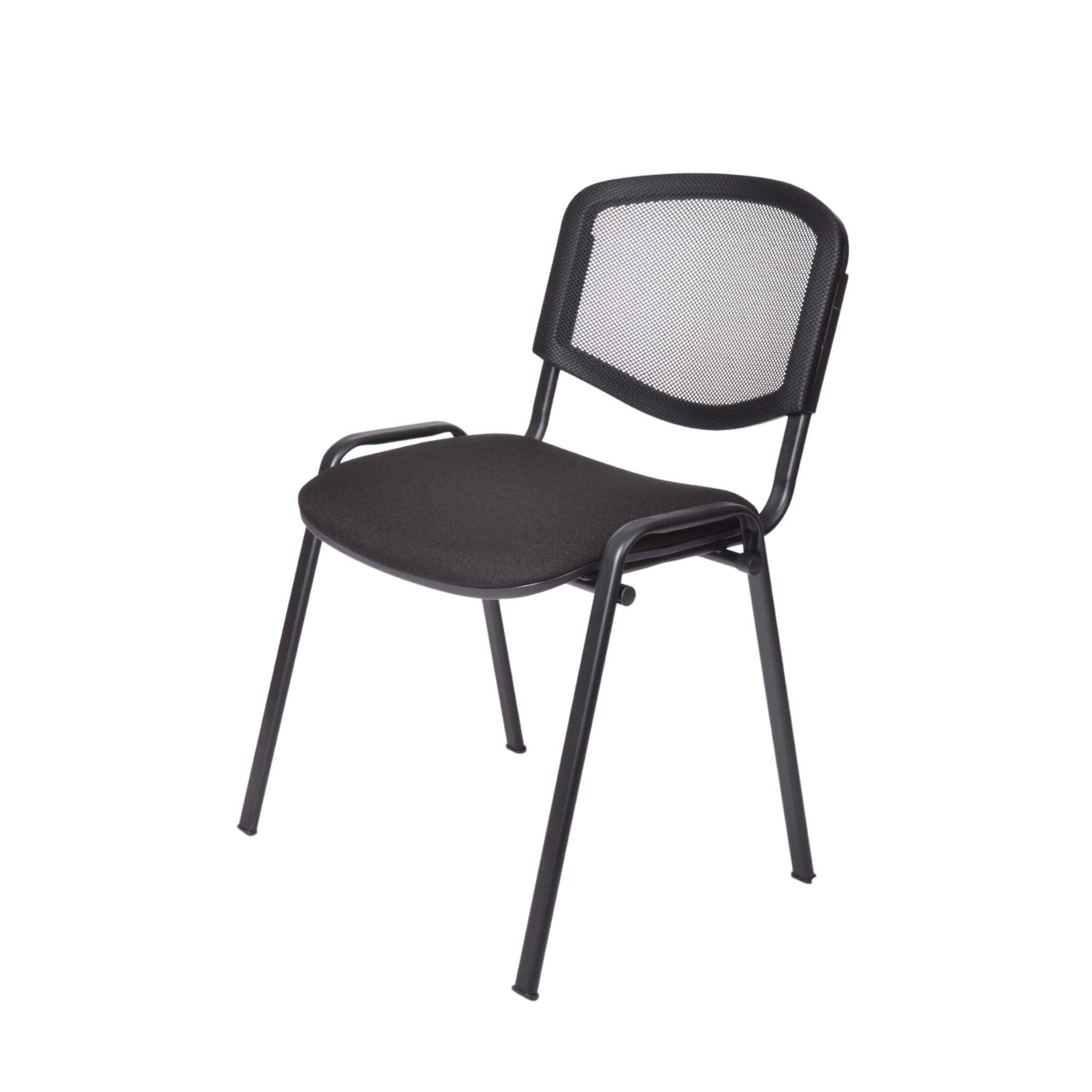 Topsit Chaise Visiteur, Chaise de conférence pour Salle d'attente, empilable, avec Assise rembourée et Dossier en résille Noire, Structure en Acier, pour Reception, Pause…