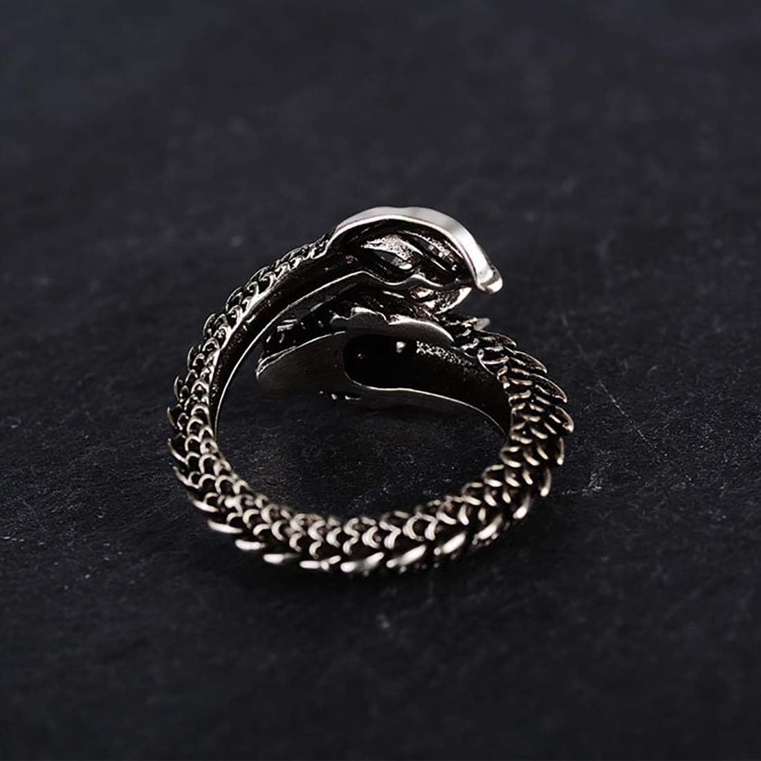 2 Pcs Vintage Punk Rock Chinese Dragon Ring and Dragon Claw Ring for Men Women Vintage Rings Set Gothic Alloy Open Adjustable
