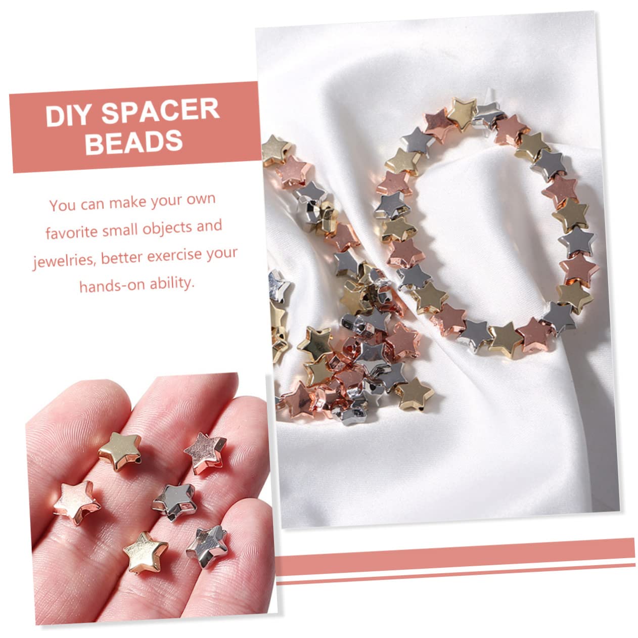 Lurrose 1200piezas Bolas Espaciadoras De Estrella Para Joyería De Abalorios De Diseño Estrella Para Pulseras y Collares Surtidos Manualidades Creativas