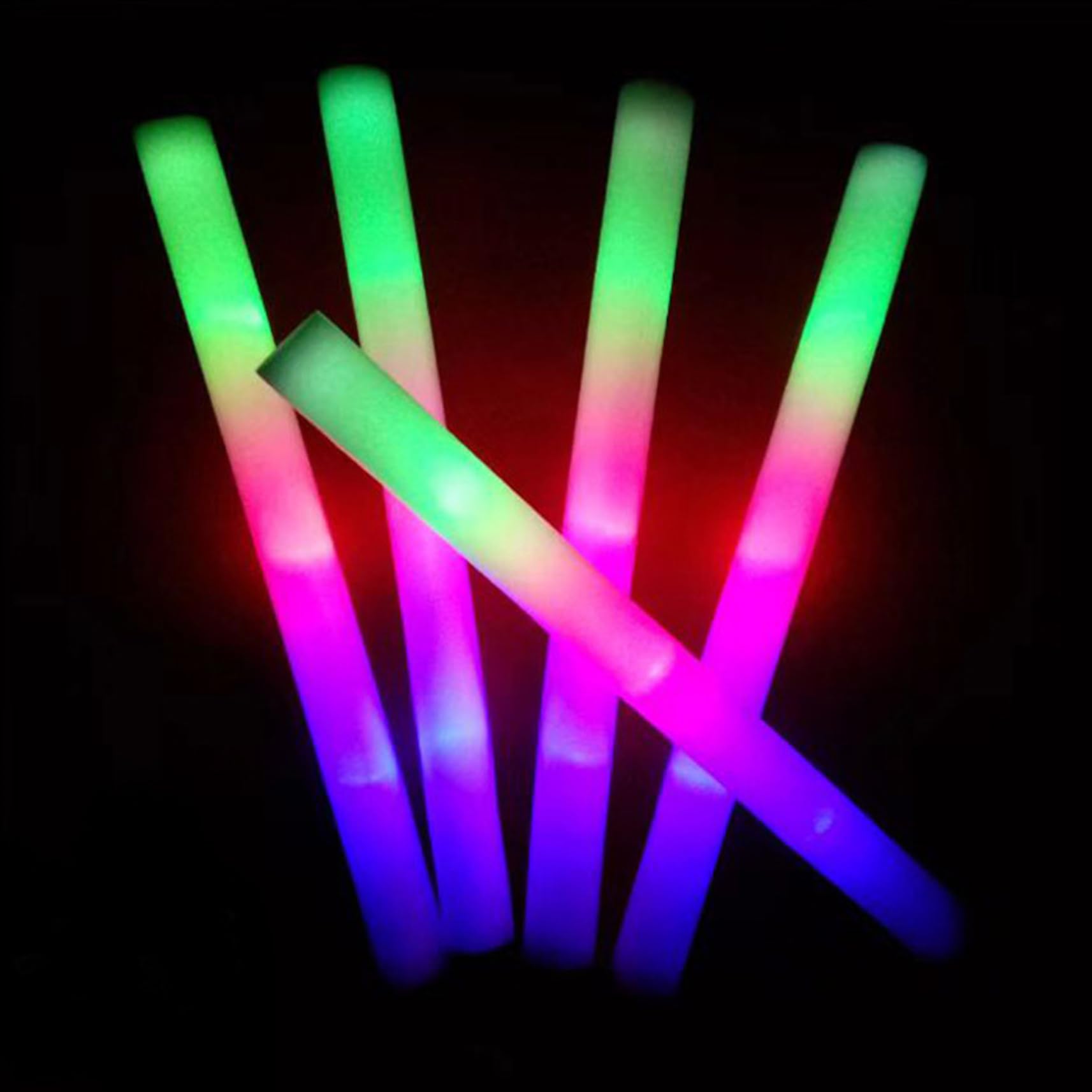 Sticks 20PCS, LED colorido de 18, 9 pulgadas, para fiestas y eventos media motocicleta h | Espuma acolchada espesa, brillo multicolor brillante, ideal para bodas y raves
