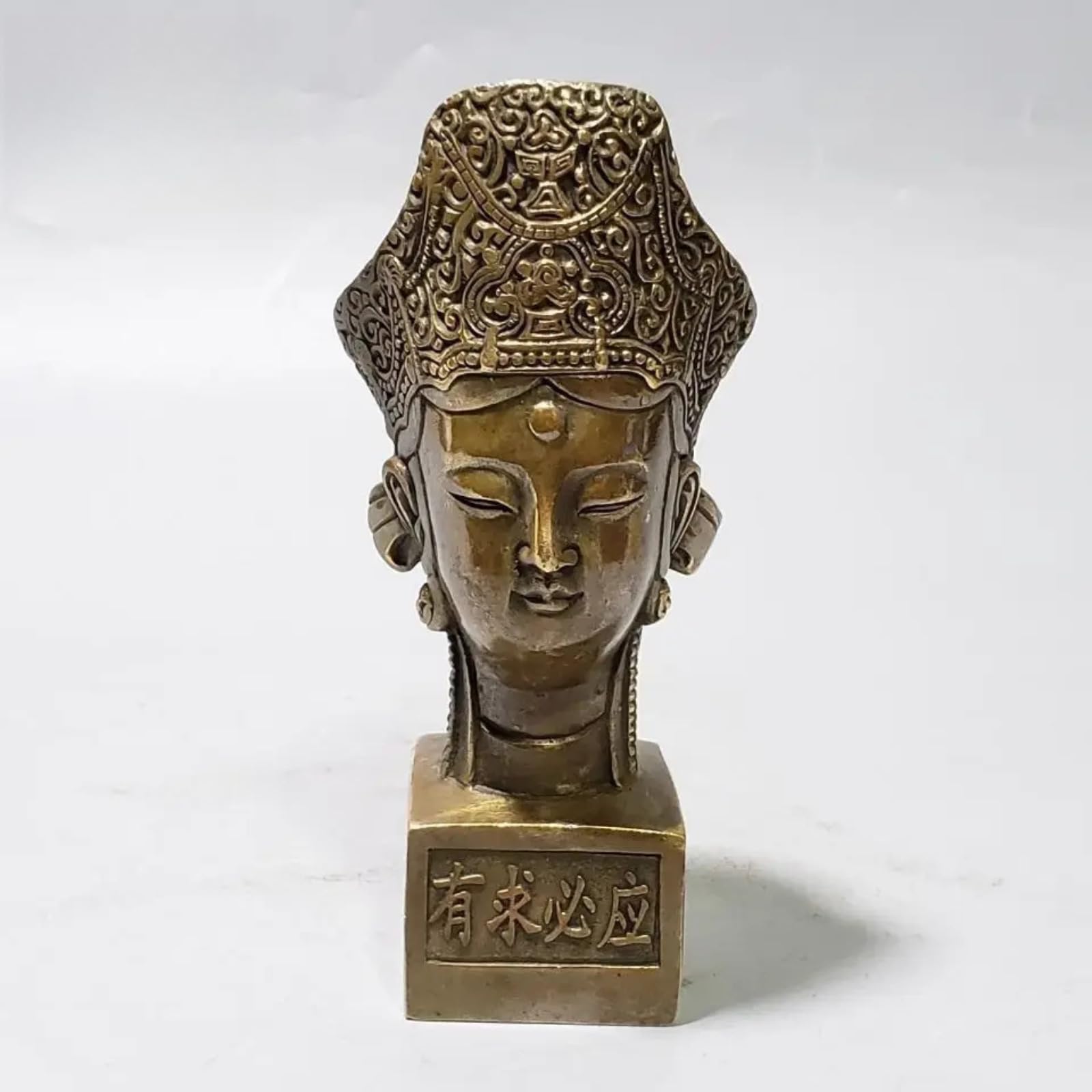 Guanyin décoration intérieur laiton antique 14 cm statuette bouddha