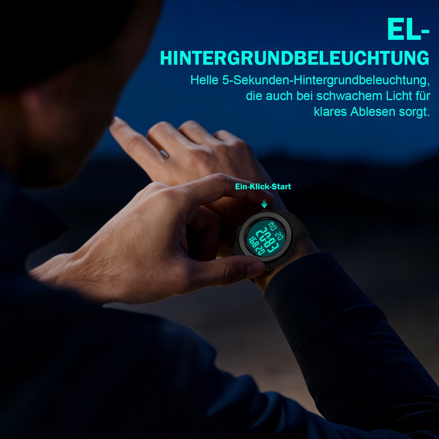 Hearkent wasserdichte Schrittzähler-Uhr für Senioren ohne Bluetooth, Keine App erforderlich, mit Schrittzähler, Kalorienzähler und großen LCD-Ziffern