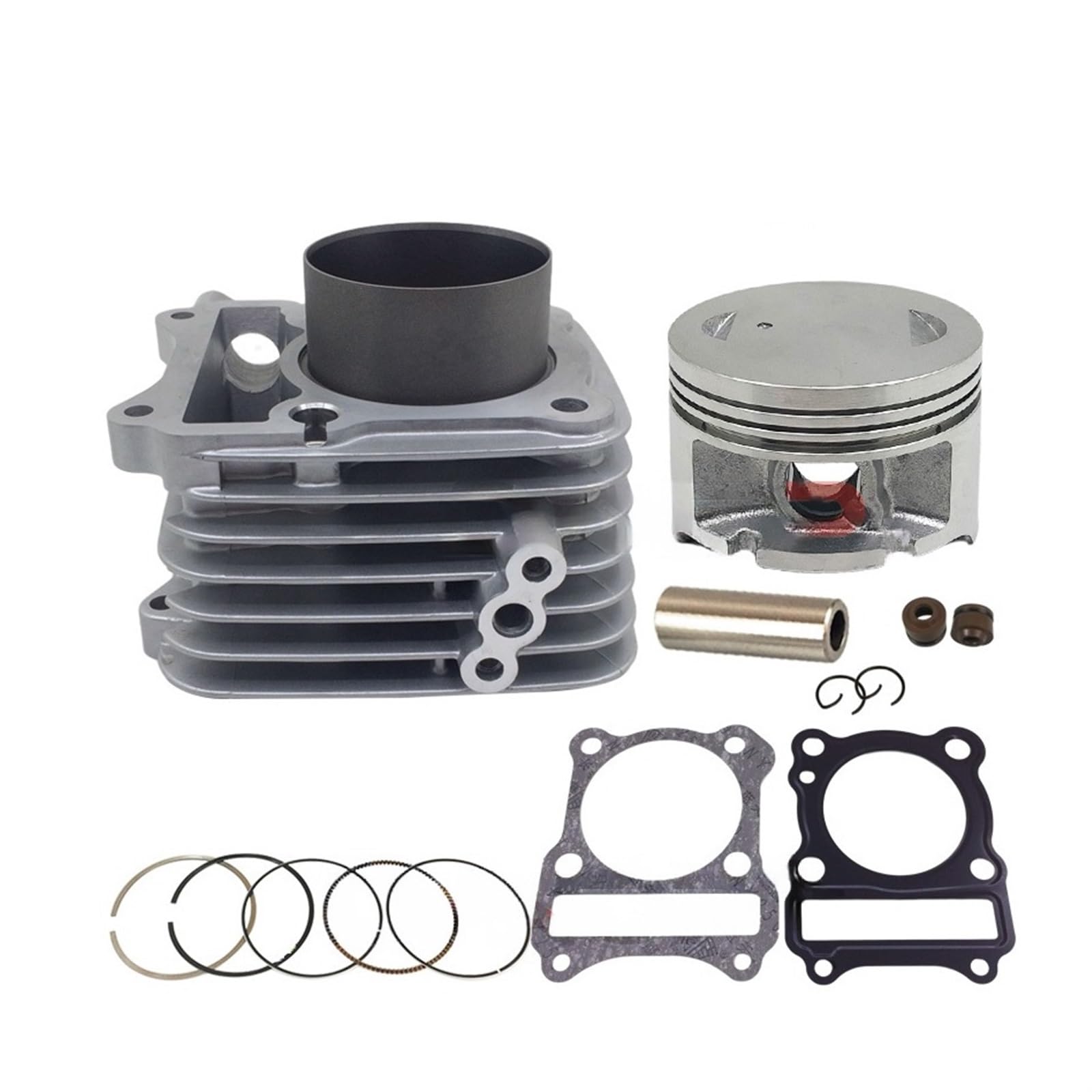 Cilindro de Motocicleta de 62mm de Gran Cilindro para KEEWAY RKV125 RKS125 RKV RKS 125, Kit de reconstrucción de Junta de pistón de Cilindro Accesorios para Motocicletas(Silver)