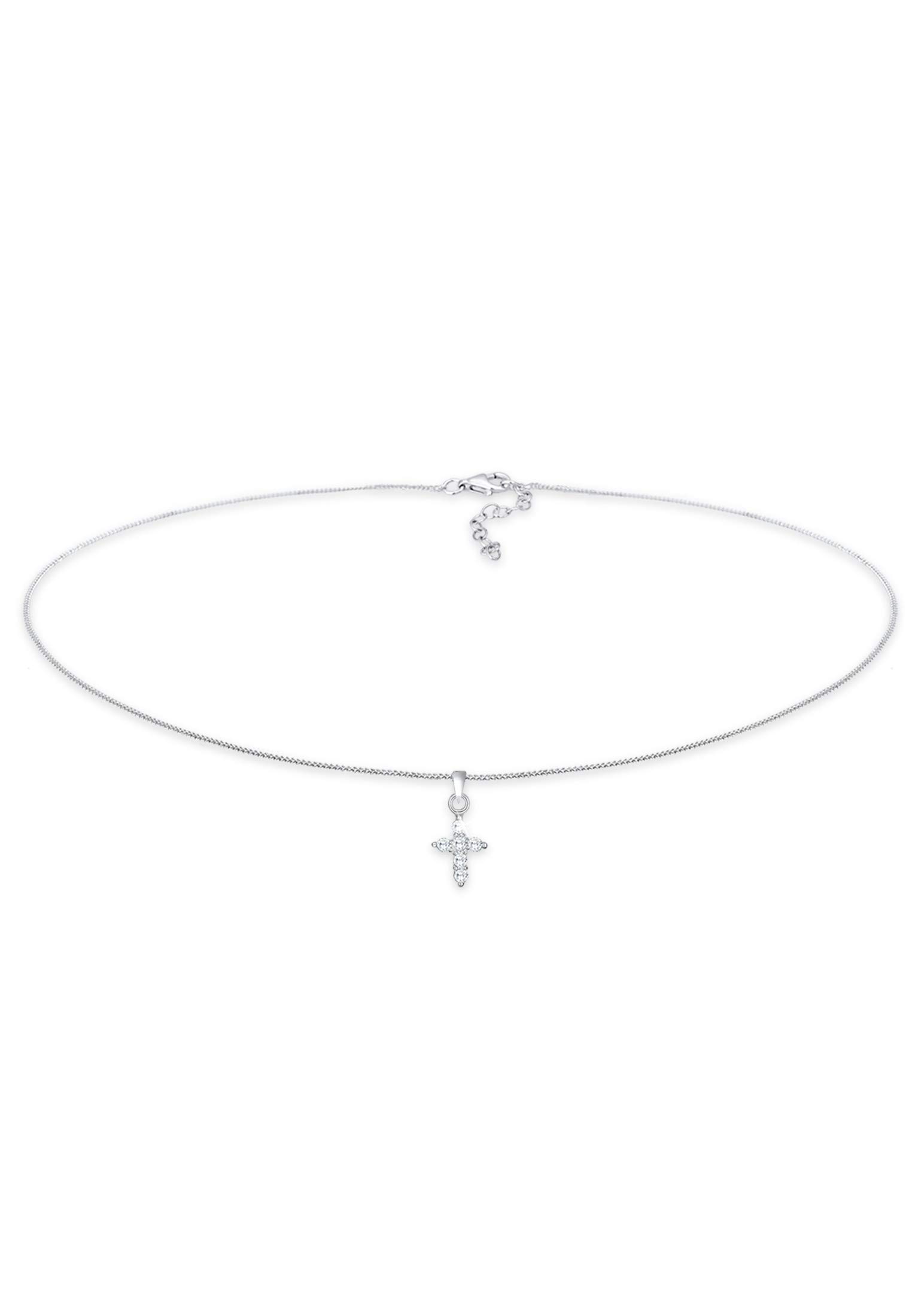 Elli Halsketting Choker kruis religie trend zirconia 925 zilver