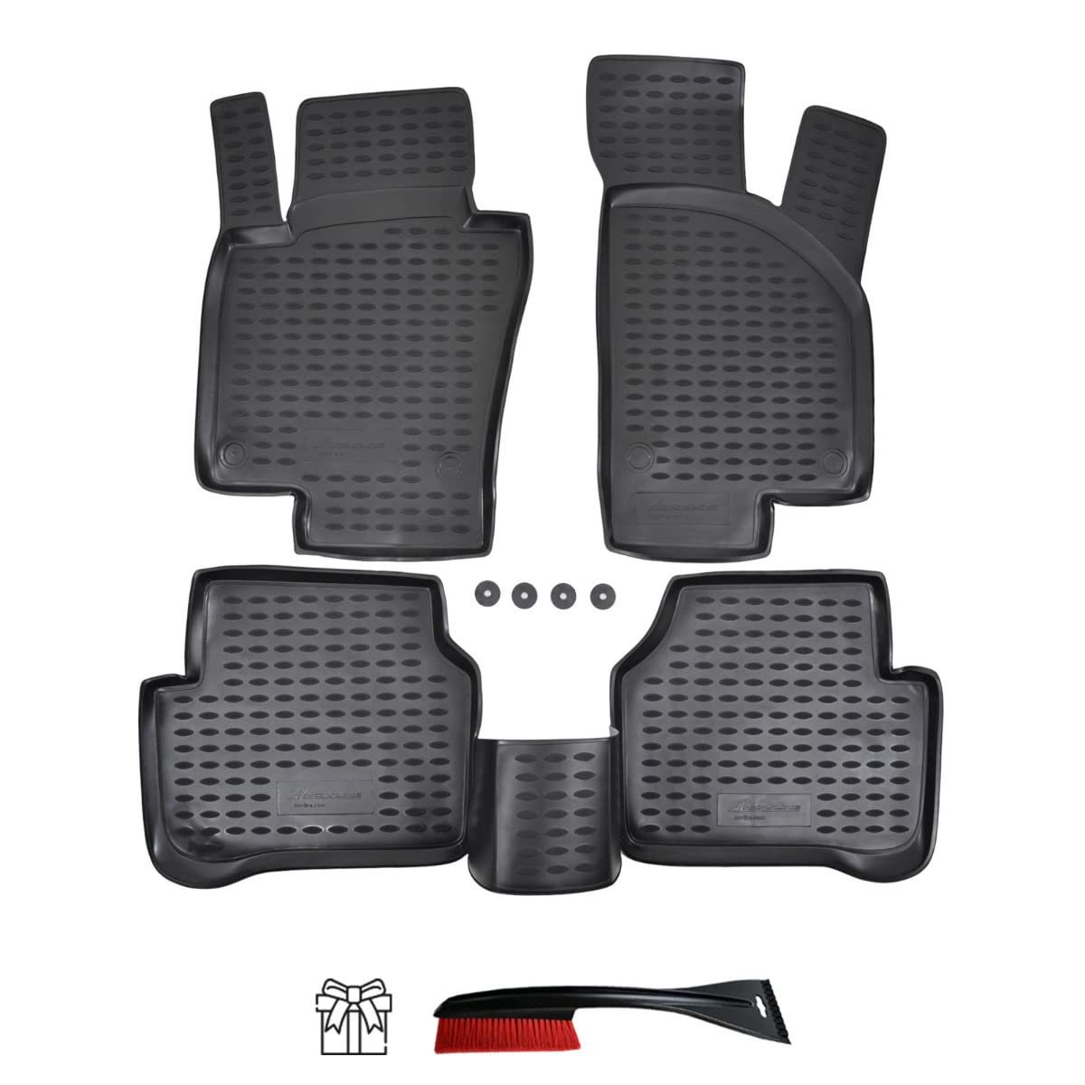 J&J AUTOMOTIVE 3D Gummifußmatten passend für Volkswagen Passat 2005-2014 4tlg, Allwetter Fußmatten mit 3cm hohem Rand Passform rutschfest Geruchsneutral Schwarz