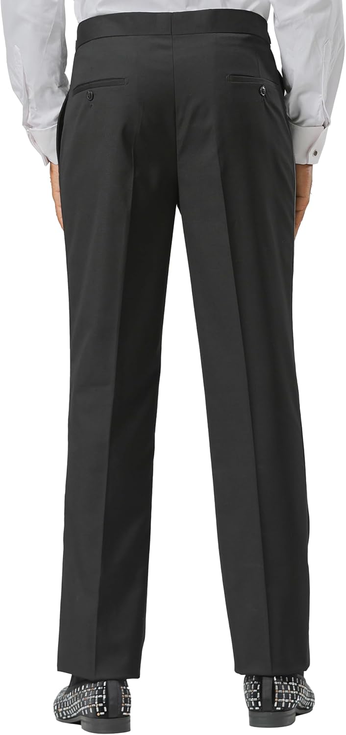 Stacy Adams Men's Tuxedo Pants – Satin Stripe Formal Dress Trousers for Wedding, Prom, Black Tie Events, Classic Evening Wear
