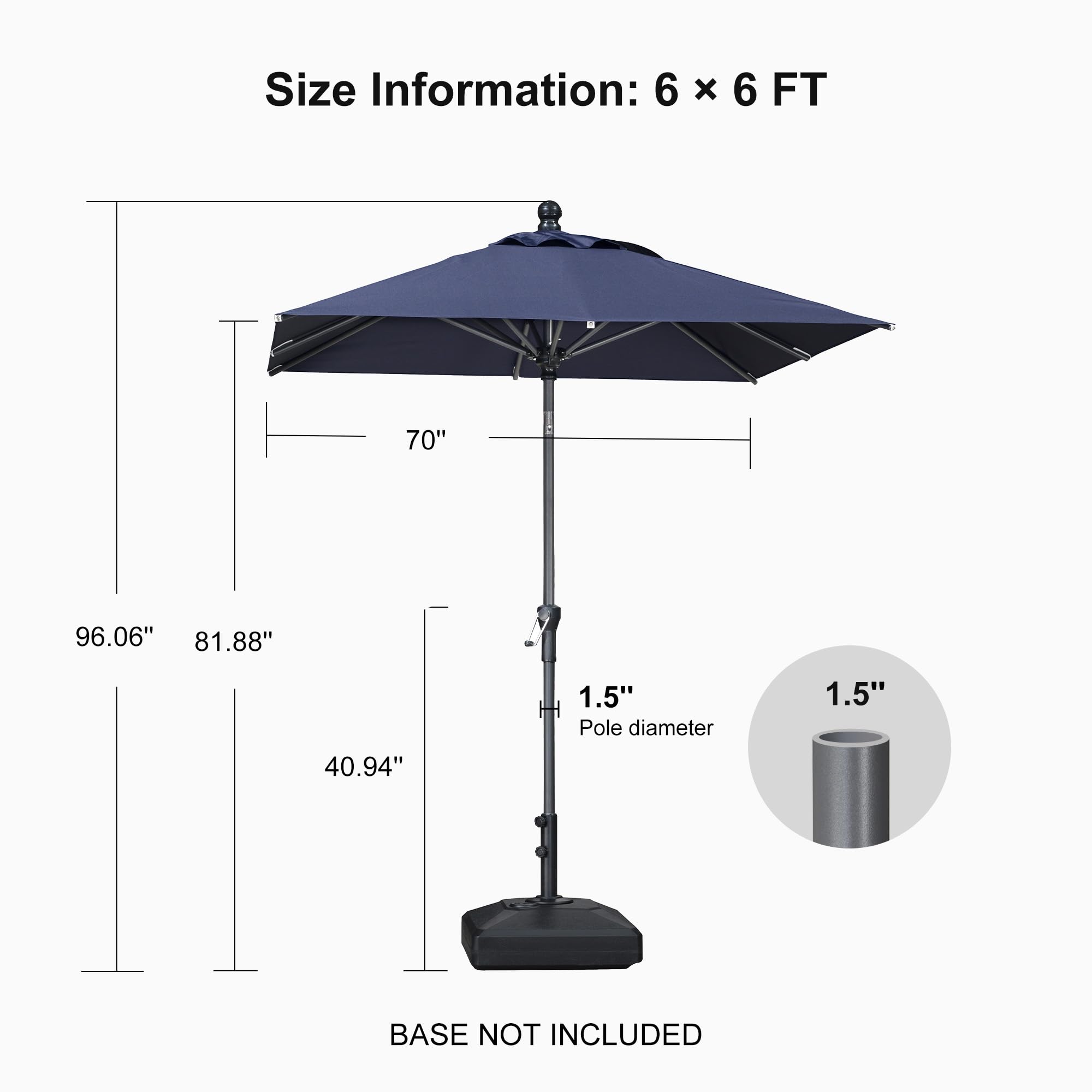 Amazon.com : PURPLE LEAF 6' x 6' Square Patio Umbrella Outdoor